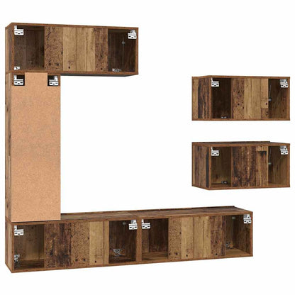 vidaXL Meuble TV mural 6 pcs Aggloméré effet vieux bois