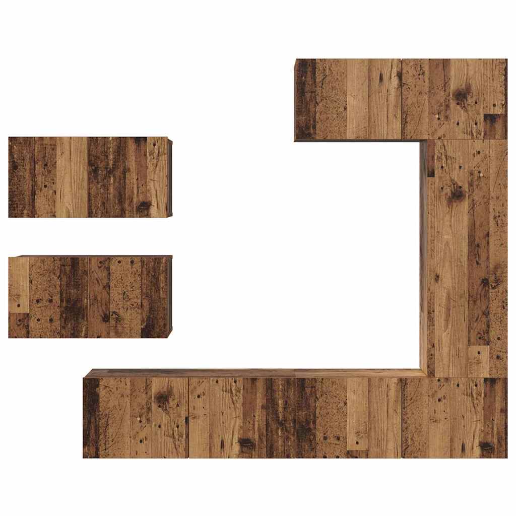 vidaXL Meuble TV mural 6 pcs Aggloméré effet vieux bois
