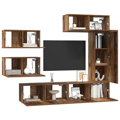 vidaXL Meuble TV mural 6 pcs Aggloméré effet vieux bois