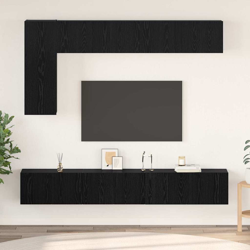 vidaXL TV-Schrankset 6 pcs Schwarz Eichen-Optik Holzwerkstoff
