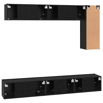vidaXL TV-Schrankset 6 pcs Schwarz Eichen-Optik Holzwerkstoff