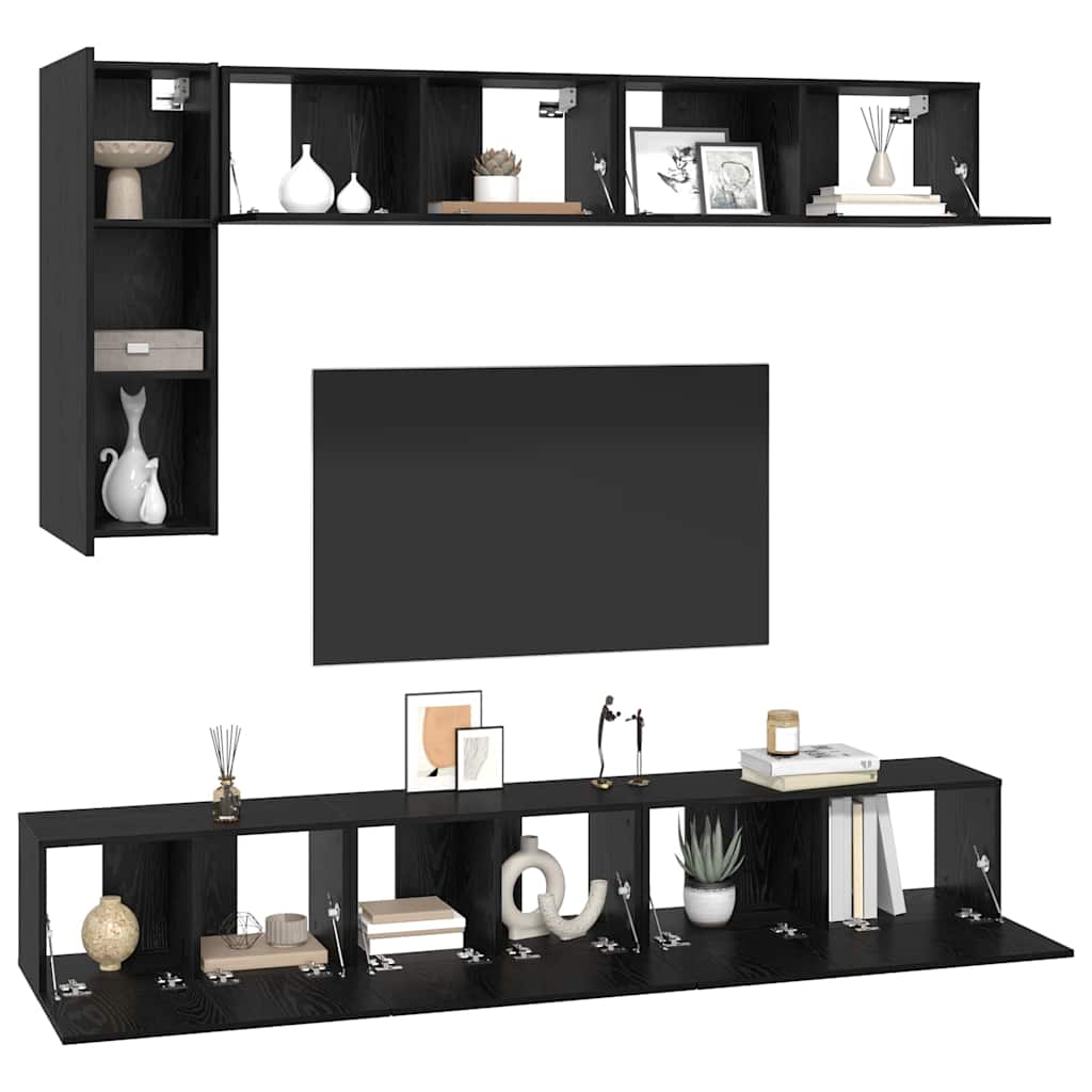 vidaXL TV-Schrankset 6 pcs Schwarz Eichen-Optik Holzwerkstoff