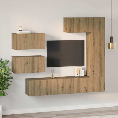 vidaXL Meuble TV mural 6 pcs Chêne artisan Bois d'ingénierie