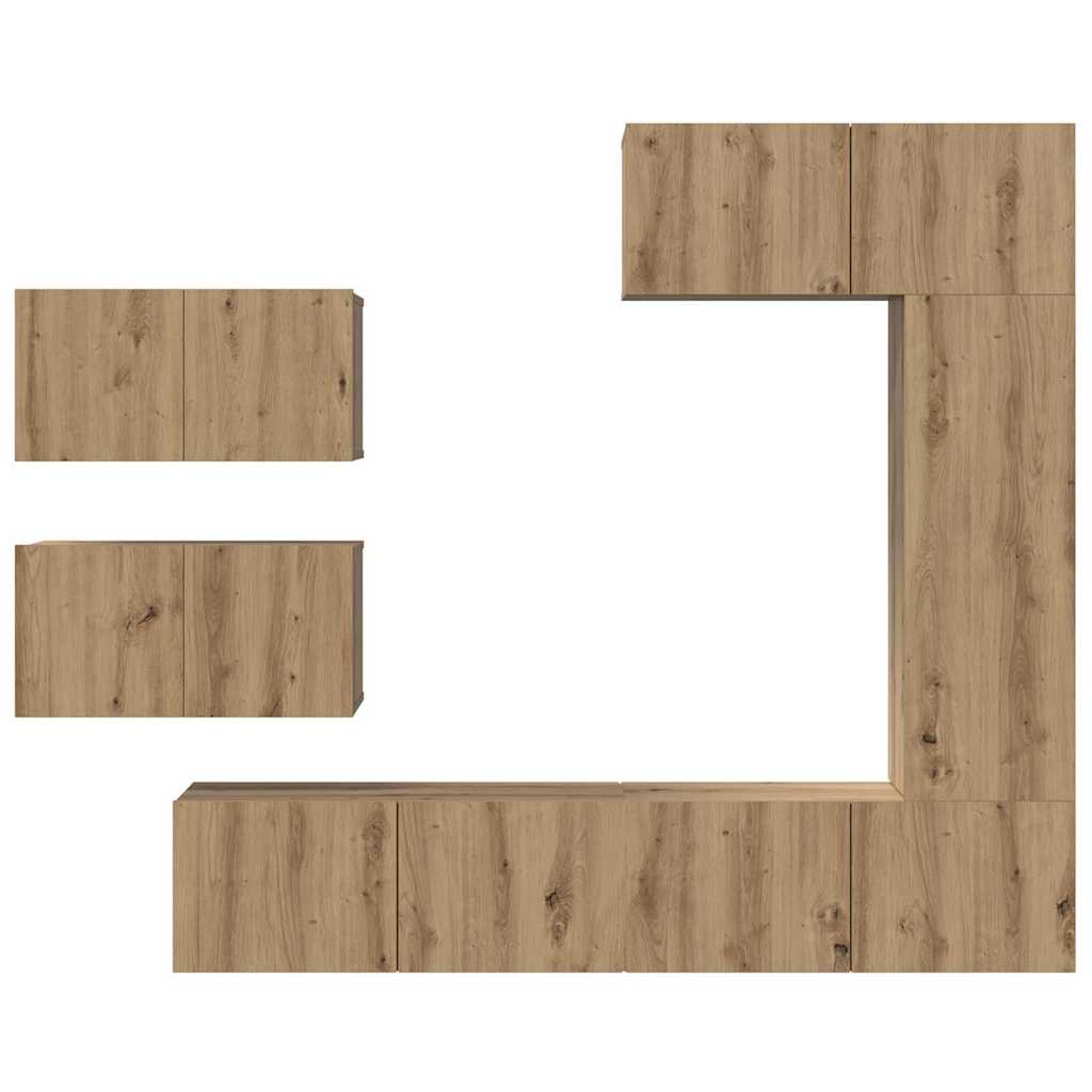 vidaXL Meuble TV mural 6 pcs Chêne artisan Bois d'ingénierie