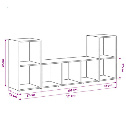 vidaXL TV-Schrankset Wandmontiert 3 pcs Braun Holzwerkstoff