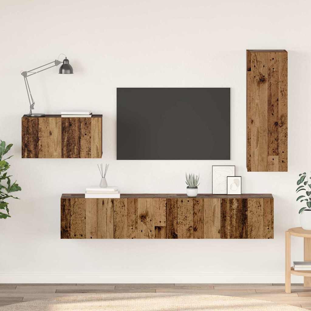 vidaXL Ensemble de meubles TV avec tiroirs 4 pcs Bois de récupération Bois d'ingénierie