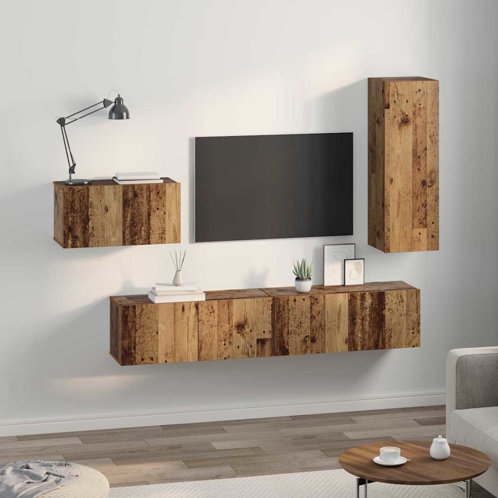 vidaXL Ensemble de meubles TV avec tiroirs 4 pcs Bois de récupération Bois d'ingénierie