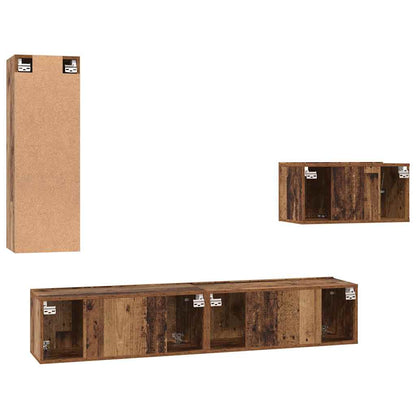 vidaXL Ensemble de meubles TV avec tiroirs 4 pcs Bois de récupération Bois d'ingénierie