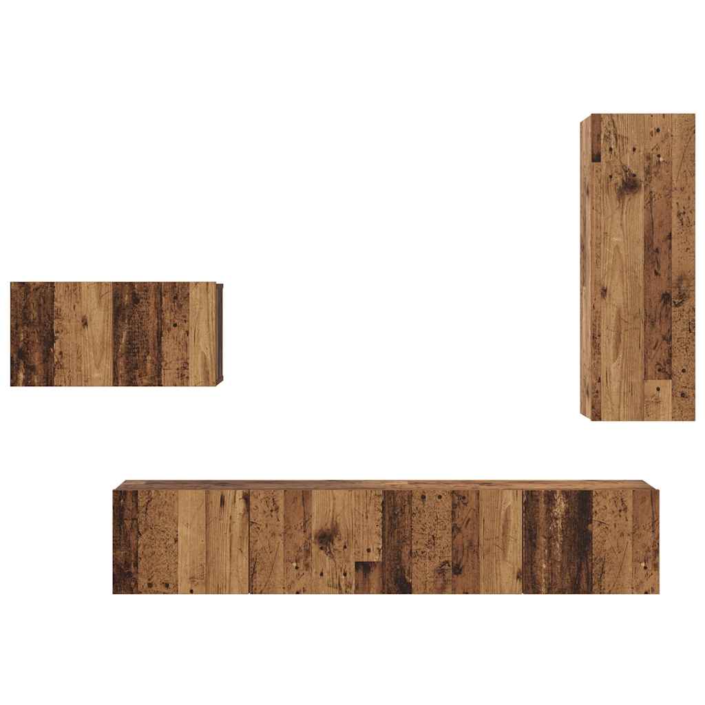 vidaXL Ensemble de meubles TV avec tiroirs 4 pcs Bois de récupération Bois d'ingénierie