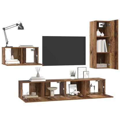 vidaXL Ensemble de meubles TV avec tiroirs 4 pcs Bois de récupération Bois d'ingénierie