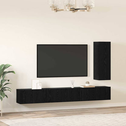 vidaXL TV-Schrankset 4 pcs Schwarz Eichen-Optik Holzwerkstoff