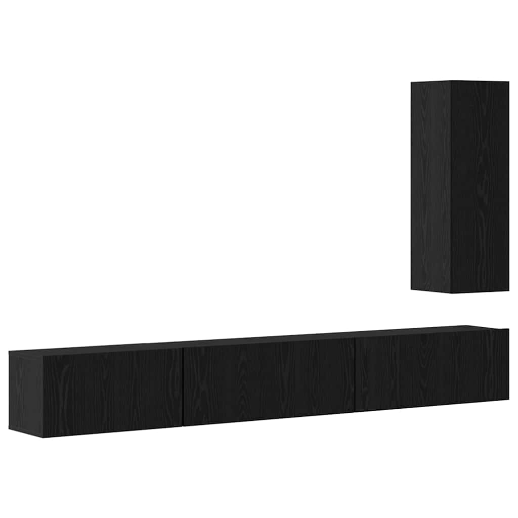 vidaXL TV-Schrankset 4 pcs Schwarz Eichen-Optik Holzwerkstoff