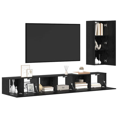 vidaXL TV-Schrankset 4 pcs Schwarz Eichen-Optik Holzwerkstoff