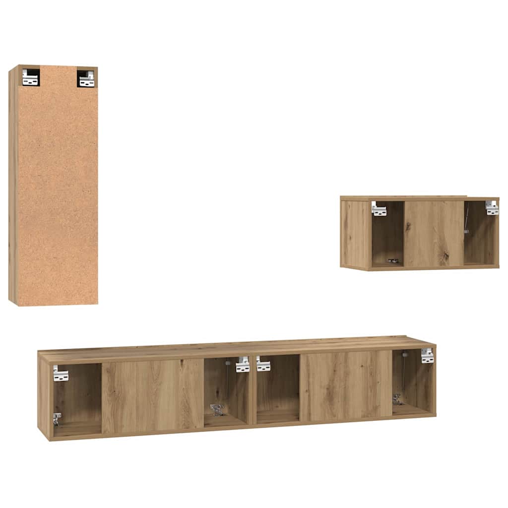 vidaXL TV-Schrankset mit Schubladen 4 pcs Artisan-Eiche Holzwerkstoff
