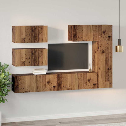 vidaXL TV-Schrankset Wandmontiert 6 pcs Altholz Holzwerkstoff