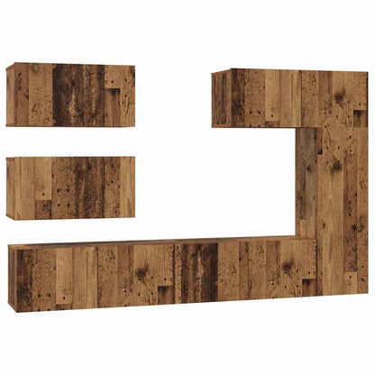 vidaXL TV-Schrankset Wandmontiert 6 pcs Altholz Holzwerkstoff