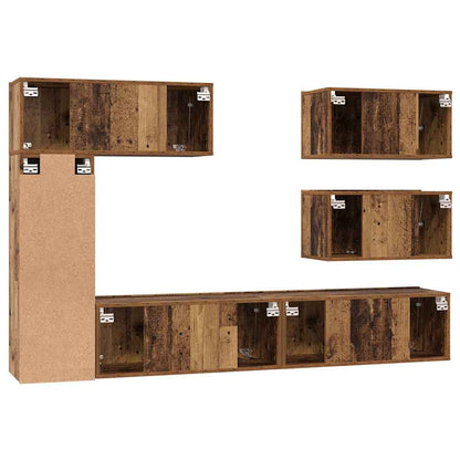 vidaXL TV-Schrankset Wandmontiert 6 pcs Altholz Holzwerkstoff