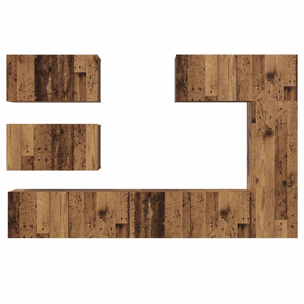 vidaXL TV-Schrankset Wandmontiert 6 pcs Altholz Holzwerkstoff