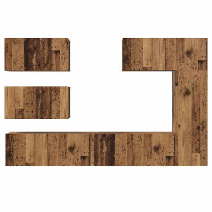 vidaXL TV-Schrankset Wandmontiert 6 pcs Altholz Holzwerkstoff