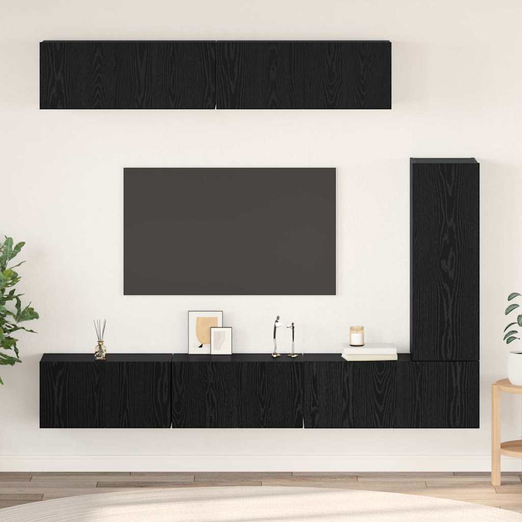 vidaXL TV-Schrankset 6 pcs Schwarz Eichen-Optik Holzwerkstoff