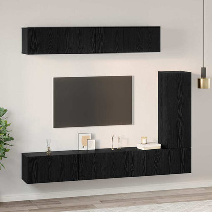 vidaXL TV-Schrankset 6 pcs Schwarz Eichen-Optik Holzwerkstoff