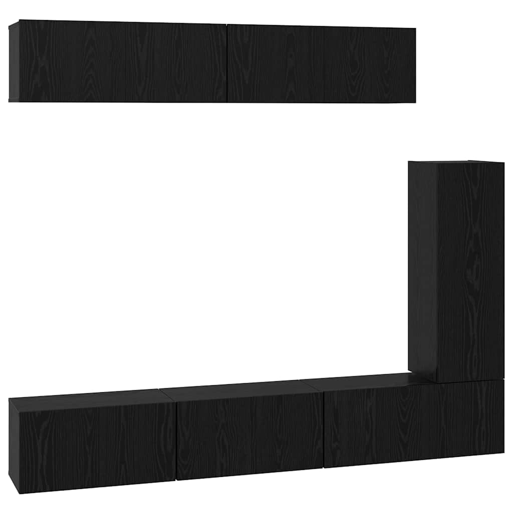 vidaXL TV-Schrankset 6 pcs Schwarz Eichen-Optik Holzwerkstoff