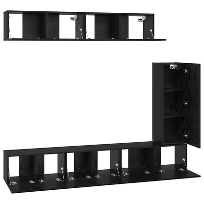 vidaXL TV-Schrankset 6 pcs Schwarz Eichen-Optik Holzwerkstoff