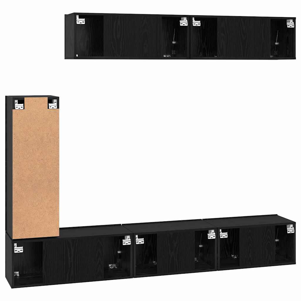 vidaXL TV-Schrankset 6 pcs Schwarz Eichen-Optik Holzwerkstoff
