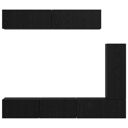 vidaXL TV-Schrankset 6 pcs Schwarz Eichen-Optik Holzwerkstoff