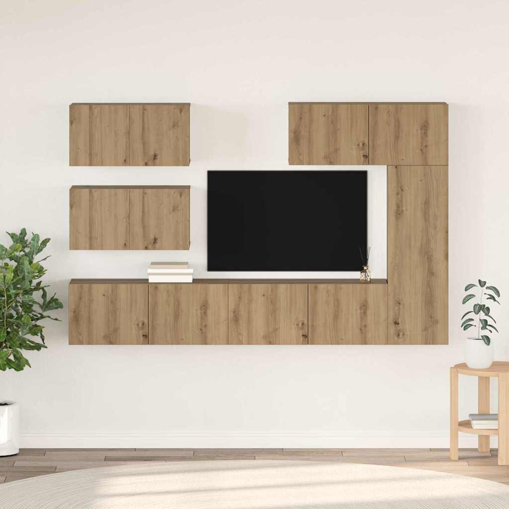 vidaXL TV-Schrankset Wandmontiert 6 pcs Artisan-Eiche Holzwerkstoff