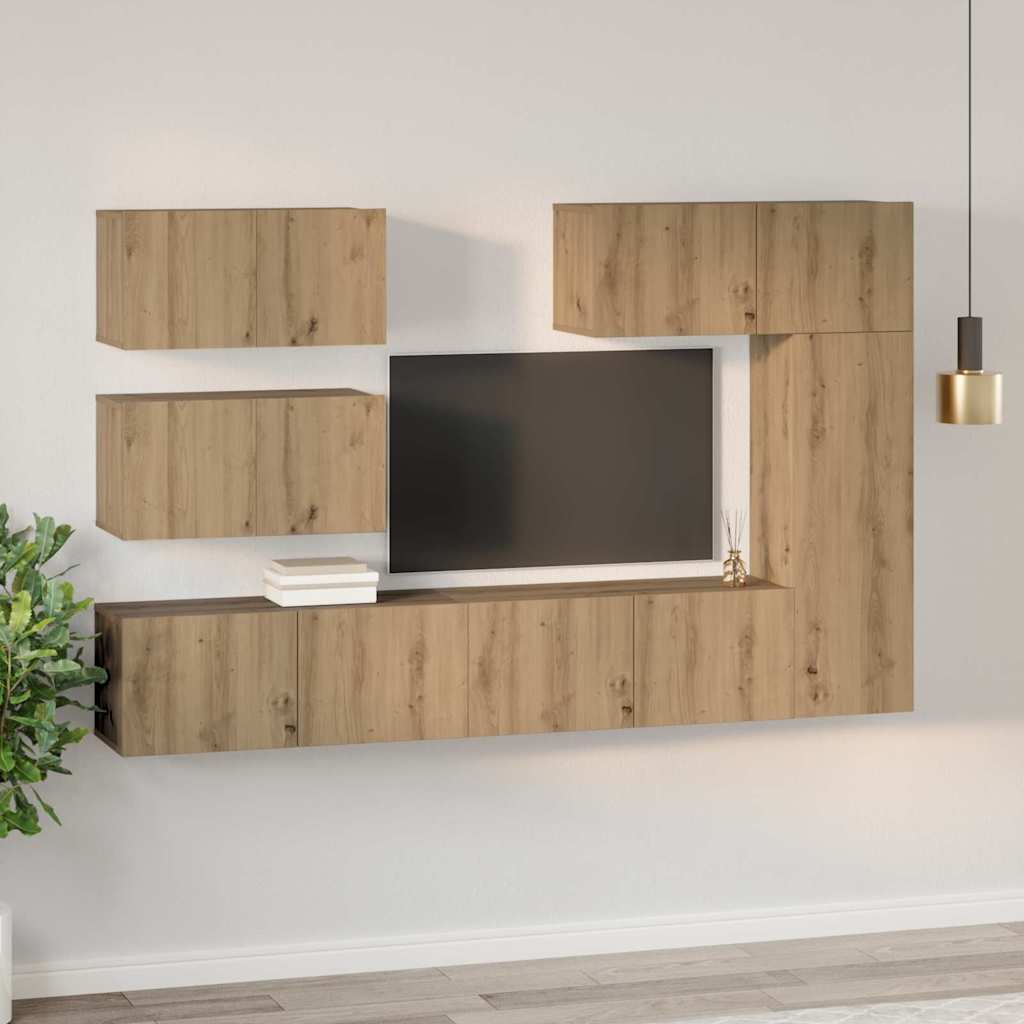 vidaXL TV-Schrankset Wandmontiert 6 pcs Artisan-Eiche Holzwerkstoff