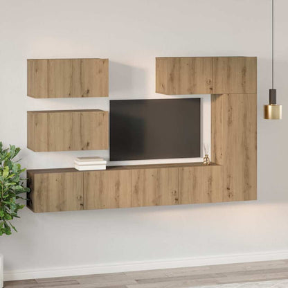vidaXL TV-Schrankset Wandmontiert 6 pcs Artisan-Eiche Holzwerkstoff