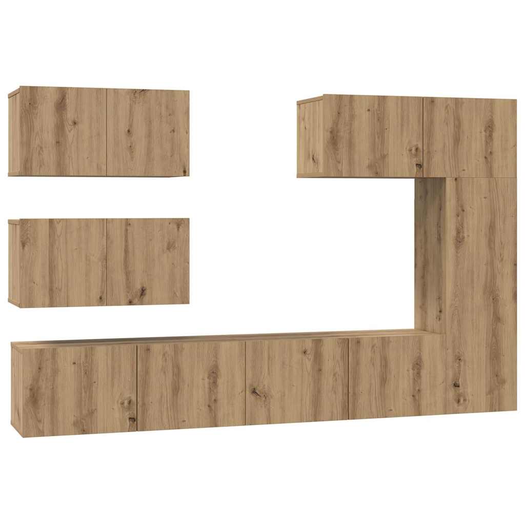 vidaXL TV-Schrankset Wandmontiert 6 pcs Artisan-Eiche Holzwerkstoff