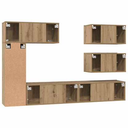 vidaXL TV-Schrankset Wandmontiert 6 pcs Artisan-Eiche Holzwerkstoff