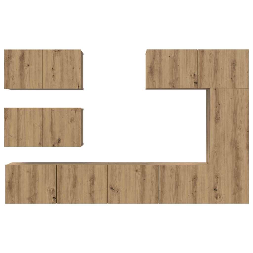 vidaXL TV-Schrankset Wandmontiert 6 pcs Artisan-Eiche Holzwerkstoff
