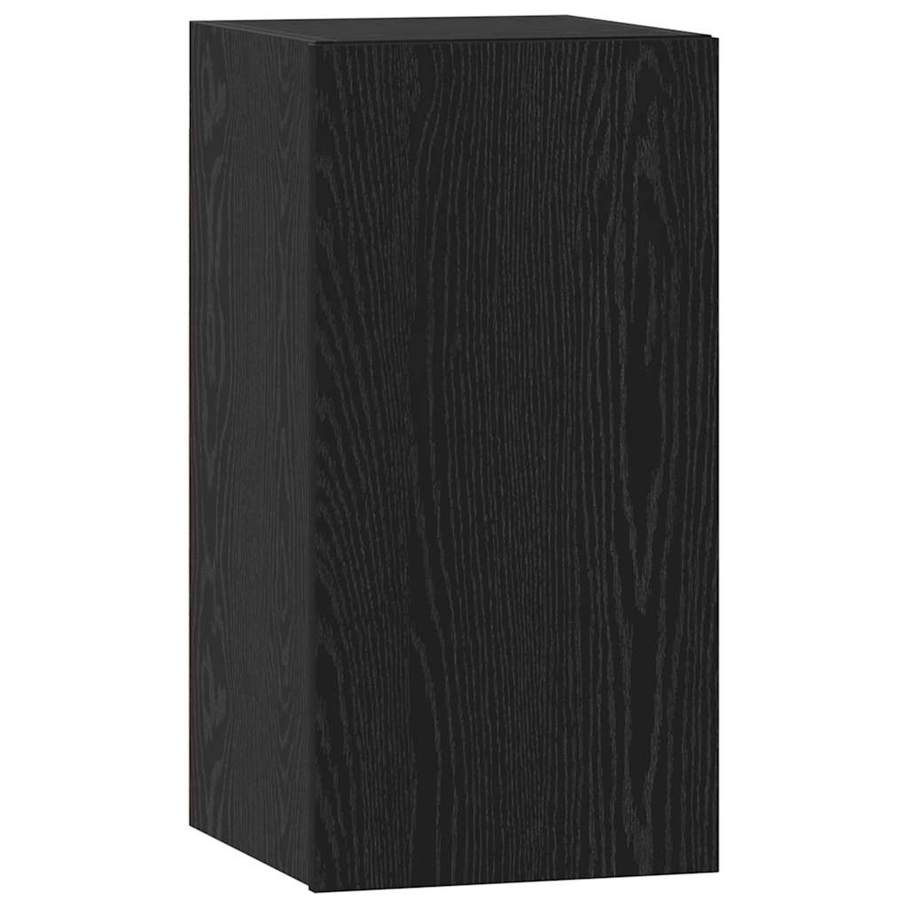 vidaXL Meuble TV mural, noir, aspect chêne, bois d'ingénierie
