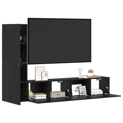 vidaXL Wand-TV-Schrank 2 pcs Schwarz Eichen-Optik Holzwerkstoff