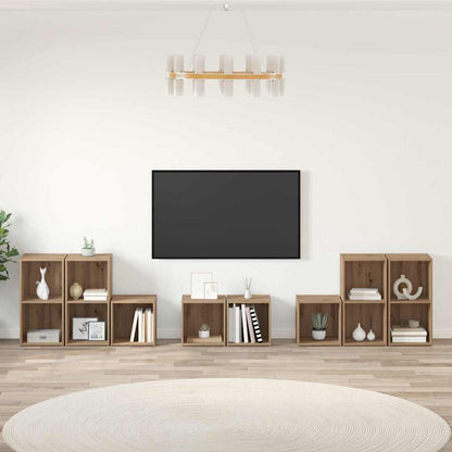 vidaXL TV-Schrank Set Wandmontiert 8 pcs Artisan-Eiche Holzwerkstoff