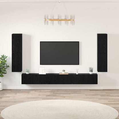 vidaXL TV-Einheiten 4 pcs Schwarz Eichen-Optik Holzwerkstoff