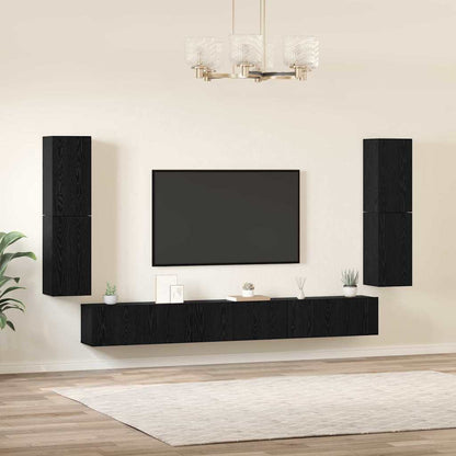 vidaXL TV-Einheiten 4 pcs Schwarz Eichen-Optik Holzwerkstoff