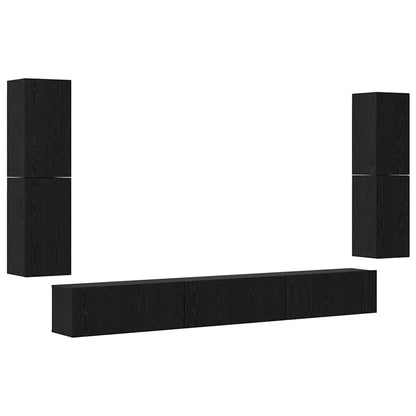 vidaXL TV-Einheiten 4 pcs Schwarz Eichen-Optik Holzwerkstoff