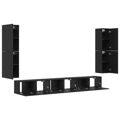 vidaXL TV-Einheiten 4 pcs Schwarz Eichen-Optik Holzwerkstoff