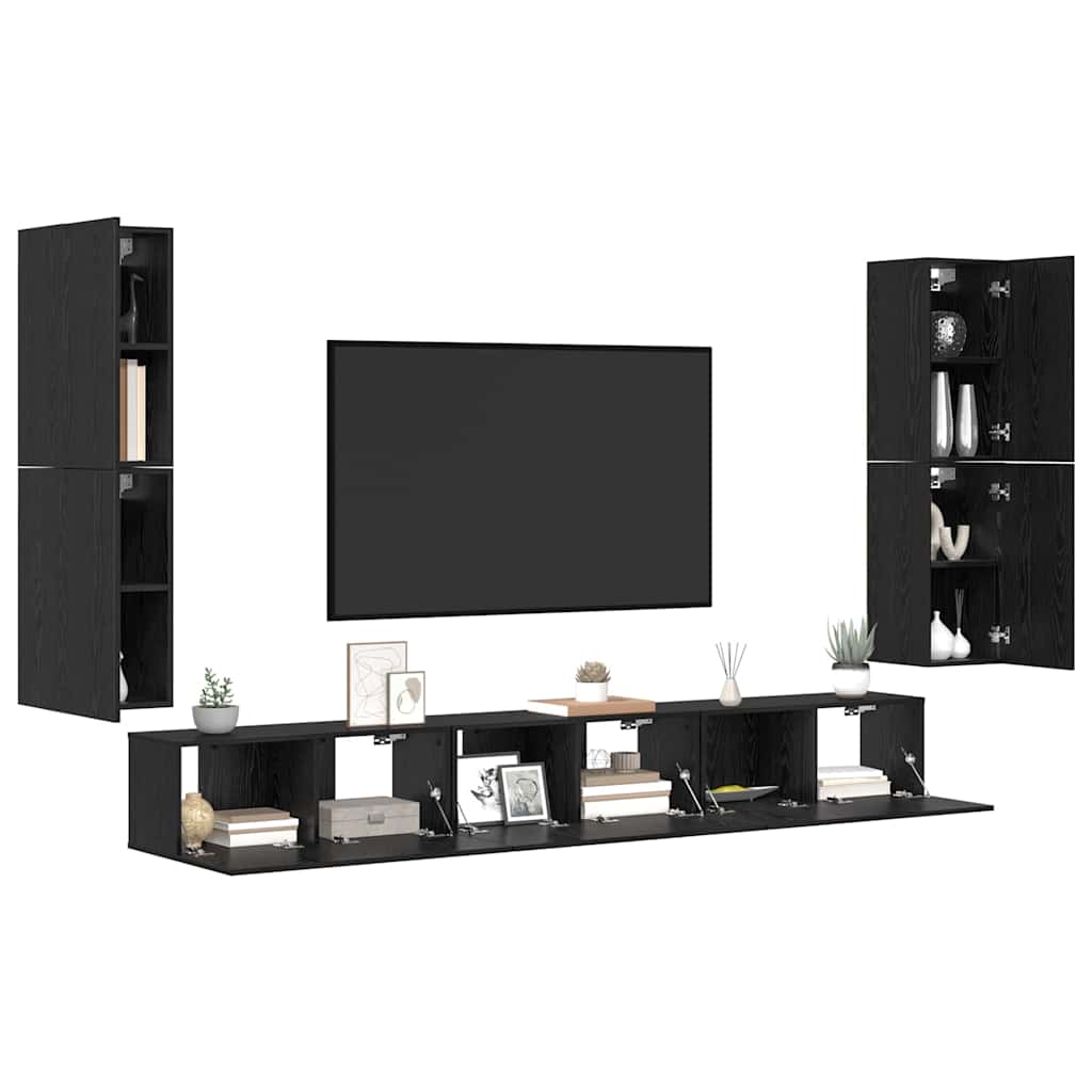 vidaXL TV-Einheiten 4 pcs Schwarz Eichen-Optik Holzwerkstoff