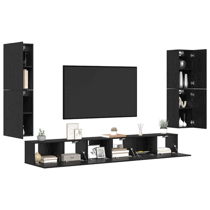vidaXL TV-Einheiten 4 pcs Schwarz Eichen-Optik Holzwerkstoff
