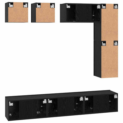 vidaXL TV-Schrankset 8 pcs Schwarz Eichen-Optik Holzwerkstoff