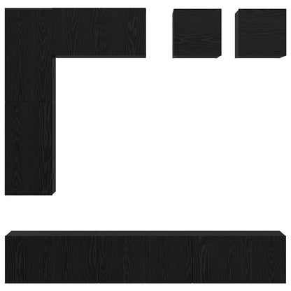 vidaXL TV-Schrankset 8 pcs Schwarz Eichen-Optik Holzwerkstoff