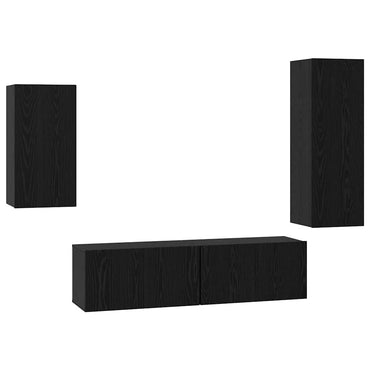 vidaXL TV-Schrankset 4 pcs Schwarz Eichen-Optik Holzwerkstoff