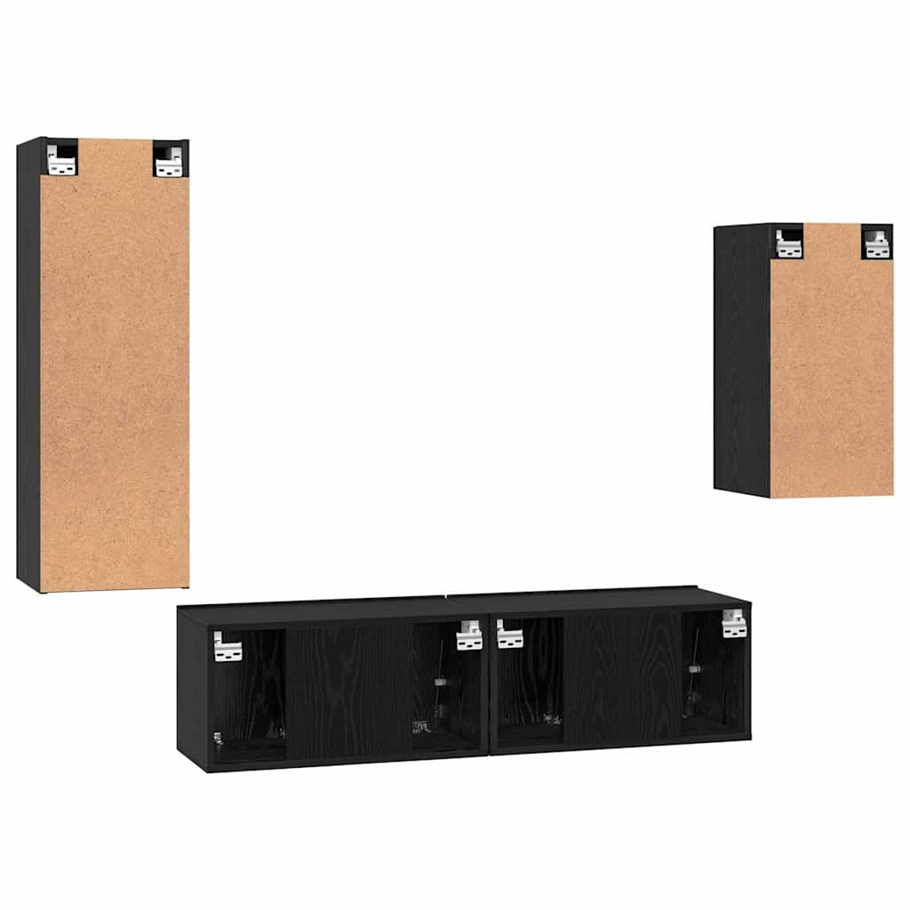 vidaXL TV-Schrankset 4 pcs Schwarz Eichen-Optik Holzwerkstoff