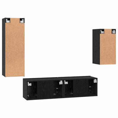 vidaXL TV-Schrankset 4 pcs Schwarz Eichen-Optik Holzwerkstoff