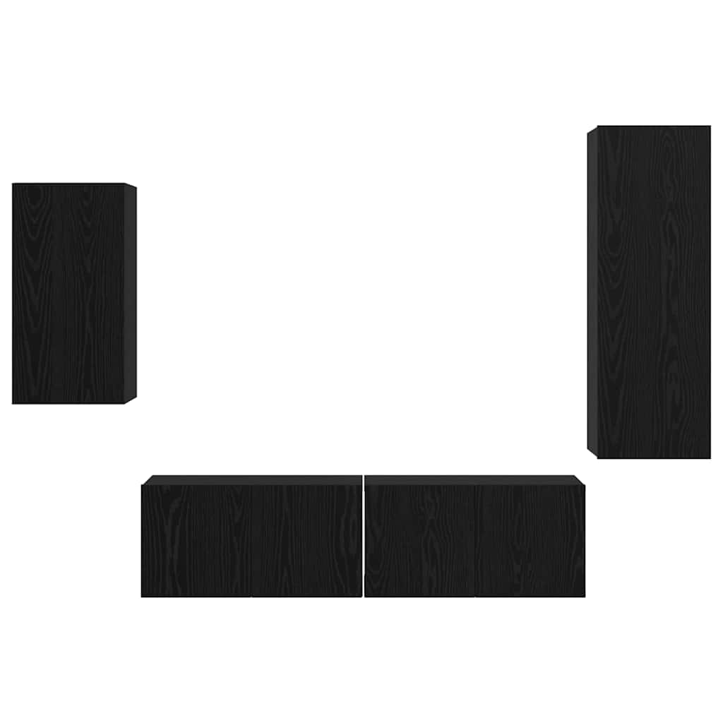 vidaXL TV-Schrankset 4 pcs Schwarz Eichen-Optik Holzwerkstoff